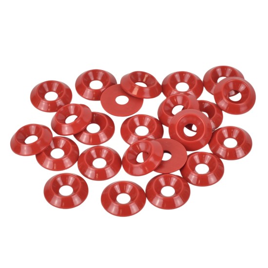 6mm (M6) Countersunk Washer - Small 20mm diameter, Red