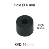 Rubber Washer, Hole M6 (6mm), O/D 16mm, Height 12mm