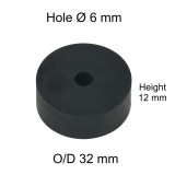 Rubber Washer, Hole M6 (6mm), O/D 32mm, Height 12mm Rubber Washer, Hole M6 (6mm), O/D 32mm, Height 12mm