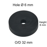 Rubber Washer, Hole M6 (6mm), O/D 32mm, Height 6mm Rubber Washer, Hole M6 (6mm), O/D 32mm, Height 6mm