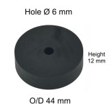 Rubber Washer, Hole M6 (6mm), O/D 44mm, Height 12mm