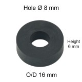 Rubber Washer, Hole M8 (8mm), O/D 16mm, Height 6mm Rubber Washer, Hole M8 (8mm), O/D 16mm, Height 6mm