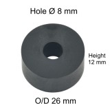 Rubber Washer, Hole M8 (8mm), O/D 26mm, Height 12mm Rubber Washer, Hole M8 (8mm), O/D 26mm, Height 12mm