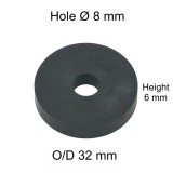 Rubber Washer, Hole M8 (8mm), O/D 32mm, Height 6mm Rubber Washer, Hole M8 (8mm), O/D 32mm, Height 6mm