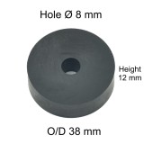 Rubber Washer, Hole M8 (8mm), O/D 38mm, Height 12mm Rubber Washer, Hole M8 (8mm), O/D 38mm, Height 12mm