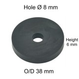 Rubber Washer, Hole M8 (8mm), O/D 38mm, Height 6mm Rubber Washer, Hole M8 (8mm), O/D 38mm, Height 6mm