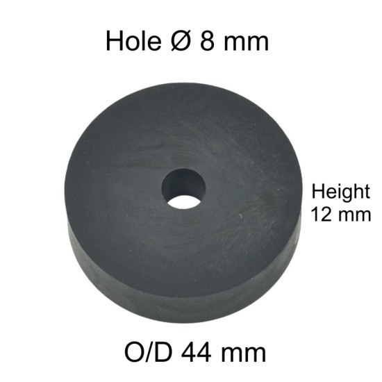 Rubber Washer, Hole M8 (8mm), O/D 44mm, Height 12mm Rubber Washer, Hole M8 (8mm), O/D 44mm, Height 12mm