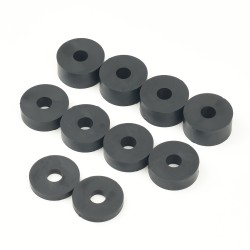 10mm (M10) MEDIUM SOFT Rubber Spacers/Standoff Washers (32mm diameter) Shore A 55 – Black