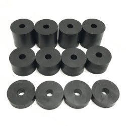 4mm (M4) MEDIUM HARD Rubber Spacers (16mm diameter) Shore A 85 - Black