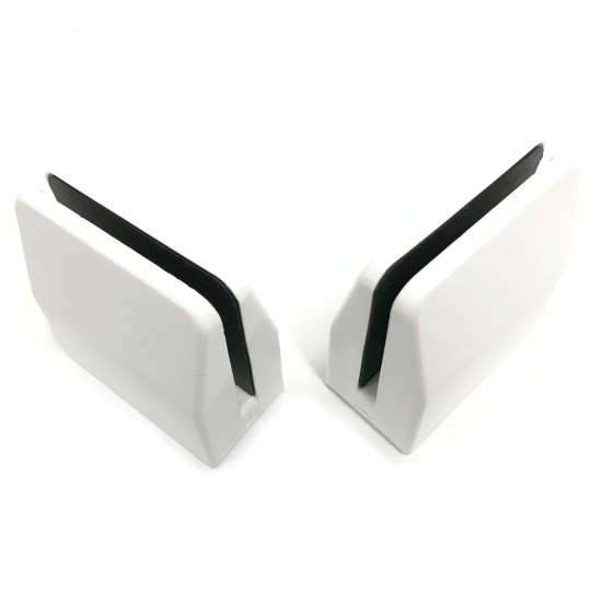 Desk partition screen clamps for glass or acrylic sheet, 4mm to 6mm - white, 2pcs