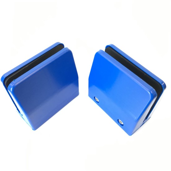 Desk partition screen clamps for glass or acrylic sheet, 4mm to 6mm - Blue, 2pcs