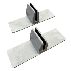 Free Standing Screen clamps for glass or acrylic sheet, 4mm to 6mm - Grey Marble, 2pcs