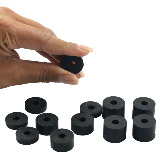 6mm (M6) Med Soft Rubber Spacers (20mm diameter) Shore A 55 - Black