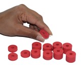 6mm (M6) SUPER SOFT Rubber Spacers (20mm diameter) Shore A 38 - Red