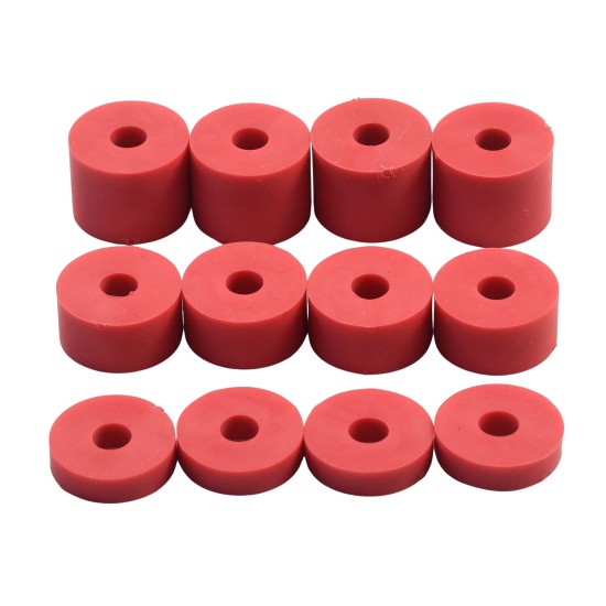 6mm (M6) SUPER SOFT Rubber Spacers (20mm diameter) Shore A 38 - Red