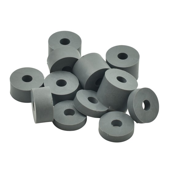 6mm (M6) SOFT Rubber Spacers (20mm diameter) Shore A 45 - Grey