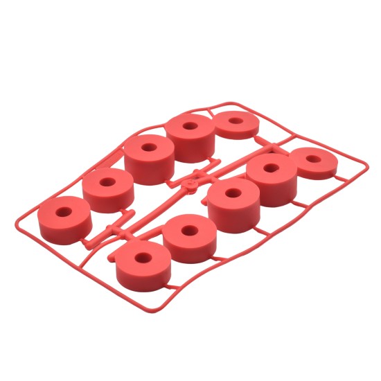 8mm (M8) SUPER SOFT Rubber Spacers (26mm diameter) Shore A 38 – Red