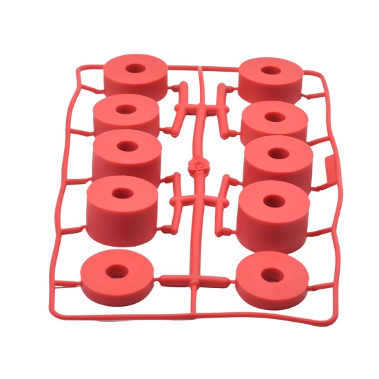 8mm (M8) SUPER SOFT Rubber Spacers (26mm diameter) Shore A 38 – Red