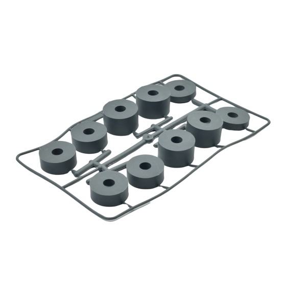 8mm (M8) SOFT Rubber Spacers (26mm diameter) Shore A 45 – Grey