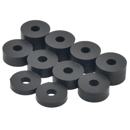 8mm (M8) MEDIUM SOFT Rubber Spacers (26mm diameter) - Shore A 55 - Black