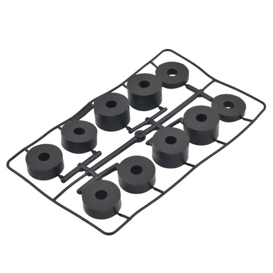 8mm (M8) MEDIUM SOFT Rubber Spacers (26mm diameter) - Shore A 55 - Black