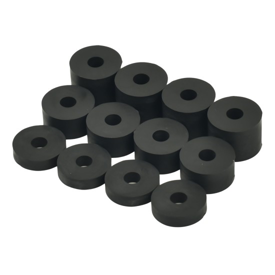 6mm (M6) Medium Rubber Spacers (20mm diameter) Shore A 69 - Black