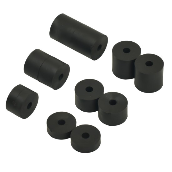 4mm (M4) MEDIUM Rubber Spacers (16mm diameter) Shore A 69 - Black