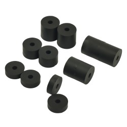 4mm (M4) MEDIUM SOFT Rubber Spacers (16mm diameter) Shore A 55 - Black