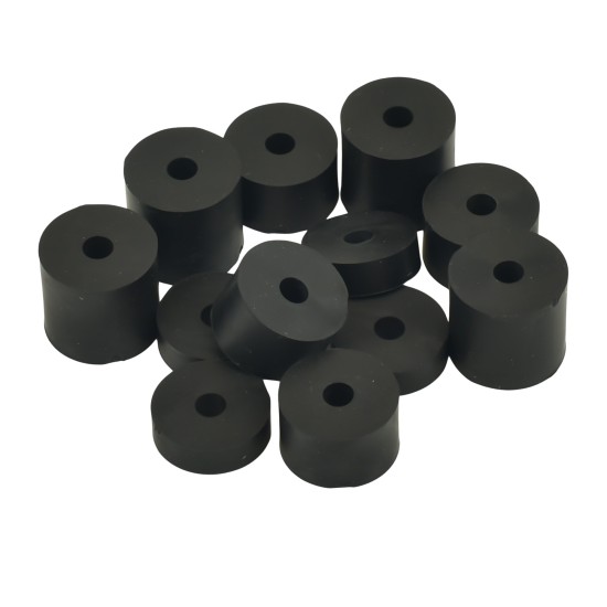 4mm (M4) MEDIUM SOFT Rubber Spacers (16mm diameter) Shore A 55 - Black