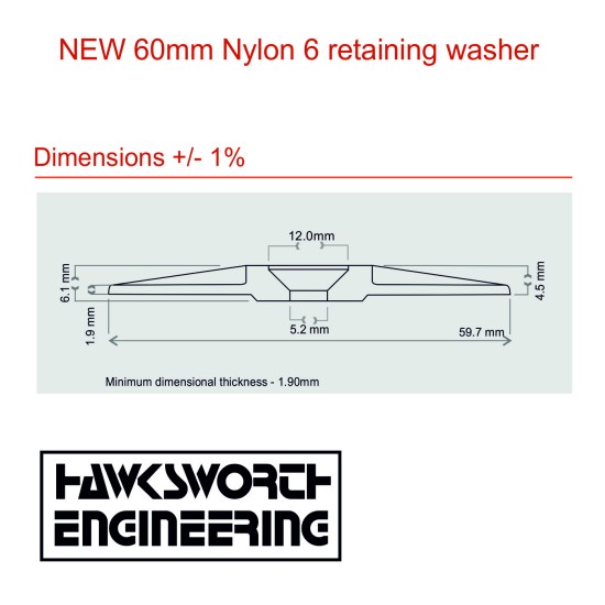 NEW - 60mm Industrial Strength Nylon washers for fixing all types of boards