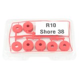 10mm (M10) SUPER SOFT Rubber Spacers/Standoff Washers (32mm diameter) Shore A 38 – Red