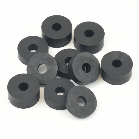 10mm (M10) MEDIUM Rubber Spacers/Standoff Washers (32mm diameter) Shore A 69 – Black