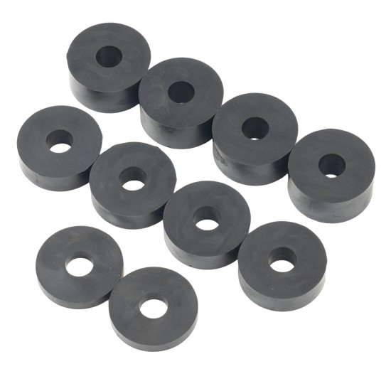 10mm (M10) MEDIUM HARD Rubber Spacers/Standoff Washers (32mm diameter)