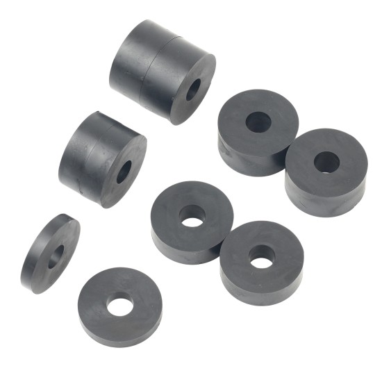 10mm (M10) MEDIUM HARD Rubber Spacers/Standoff Washers (32mm diameter)