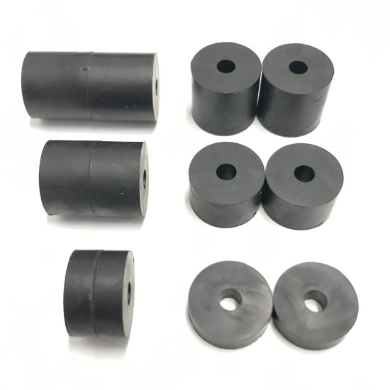 4mm (M4) MEDIUM HARD Rubber Spacers (16mm diameter) Shore A 85 - Black