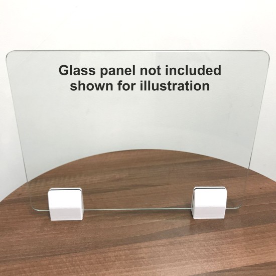 Desk partition screen clamps for glass or acrylic sheet, 4mm to 6mm - white, 2pcs