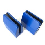 Desk partition screen clamps for glass or acrylic sheet, 4mm to 6mm - Blue, 2pcs