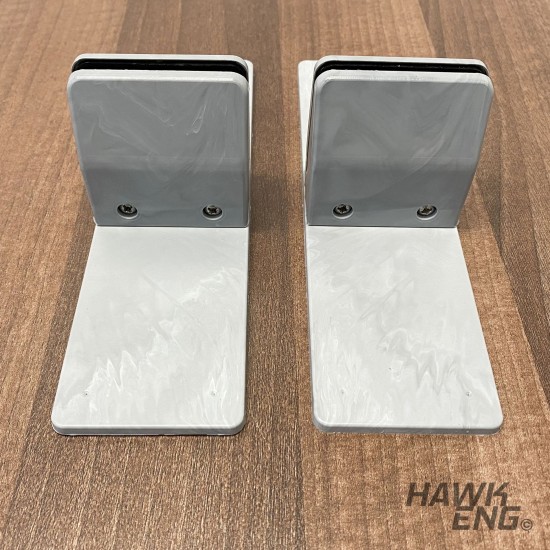 Free Standing Screen clamps for glass or acrylic sheet, 4mm to 6mm - Grey Marble, 2pcs
